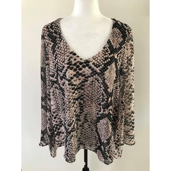 SHOW ME YOUR MUMU Hippie Dippie Top Blouse SZ Small Snake Skin Print Semi Sheer - Picture 2 of 9